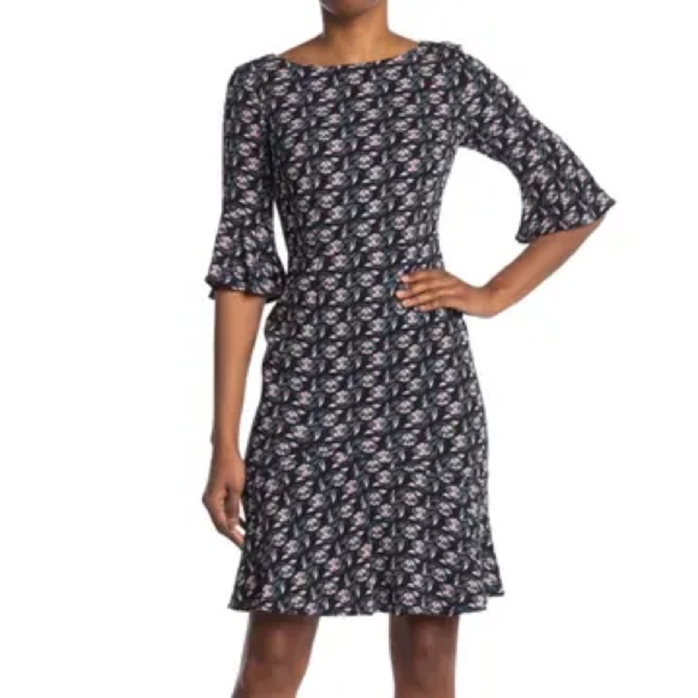 Boden flutter sleeve flippy pencil dress